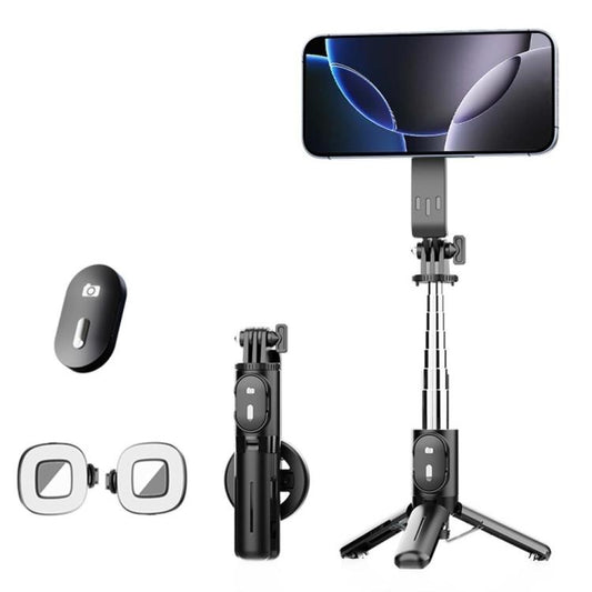 P08Y Pro F2 Portable Travel Selfie Stick Tripod Mini MagSafe Phone Stand with Remote Control and Fill Lights, P08Y Pro F2