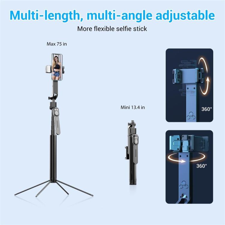 Q530TK Portable Metal Phone Stand Selfie Stick Expandable Auto Face Tracking Tripod, without Fill Light