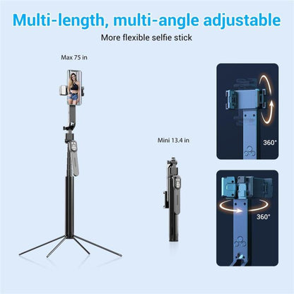 Q530TK Portable Metal Phone Stand Selfie Stick Expandable Auto Face Tracking Tripod, without Fill Light