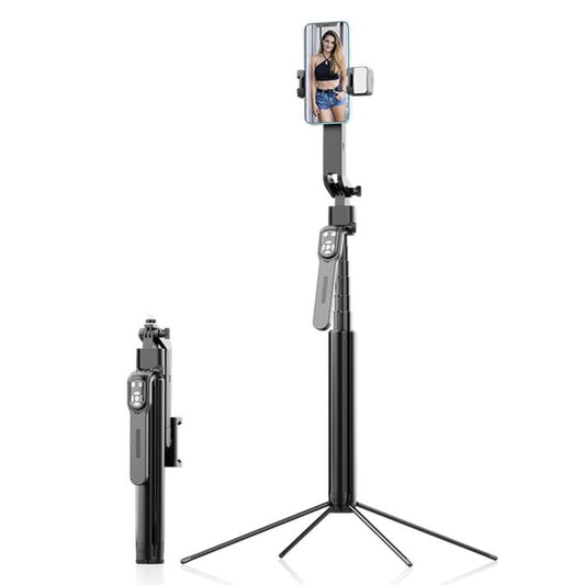 Q530TK Portable Metal Phone Stand Selfie Stick Expandable Auto Face Tracking Tripod with Single Fill Light, with Single Fill Light