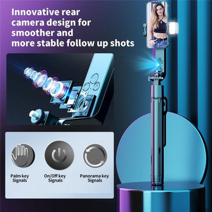 Q530TK Portable Metal Phone Stand Selfie Stick Expandable Auto Face Tracking Tripod with Single Fill Light, with Single Fill Light
