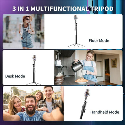 Q530TK Portable Metal Phone Stand Selfie Stick Expandable Auto Face Tracking Tripod with Dual Fill Light, with Dual Fill Light