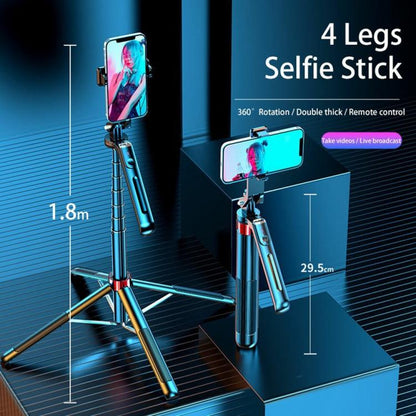 P195 Retractable Four-Legged Stand Expandable Phone Stand Bluetooth Remote Control Selfie Stick, P195
