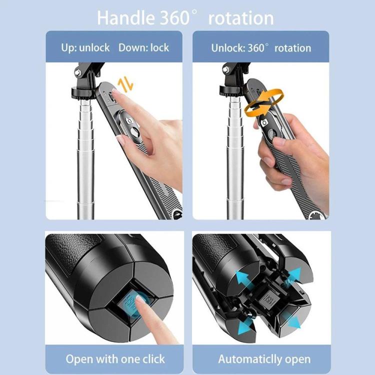 P510 Retractable Four-Legs Stand Portable Phone Stand Selfie Stick with Bluetooth Remote Control, P510