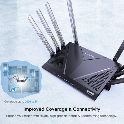 WAVLINK WN536AX6 For Gaming High Speed Dual Band MESH AP Repeater AX6000 WiFi 6 Router, US Plug, EU Plug, UK Plug, AU Plug