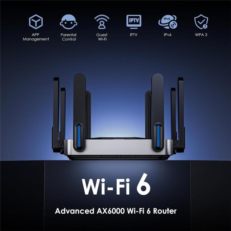 WAVLINK WN592AX6 2.5G Multi Gig Port Quad Core CPU AX6000 Dual Band WiFi 6 Router, US Plug, EU Plug, UK Plug, AU Plug