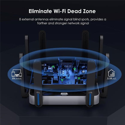 WAVLINK WN592AX6 2.5G Multi Gig Port Quad Core CPU AX6000 Dual Band WiFi 6 Router, US Plug, EU Plug, UK Plug, AU Plug
