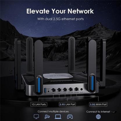 WAVLINK WN592AX6 2.5G Multi Gig Port Quad Core CPU AX6000 Dual Band WiFi 6 Router, US Plug, EU Plug, UK Plug, AU Plug