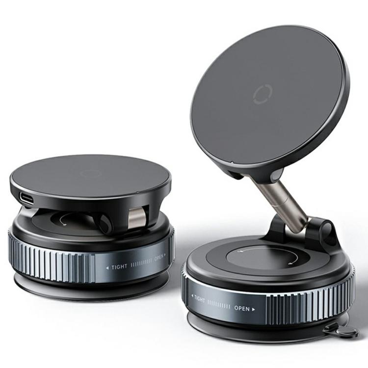X68W 15W Wireless Charging Vacuum Suction Cup Foldable Car Dashboard Magnetic Phone Holder, X68W