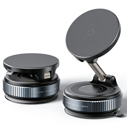 X68W 15W Wireless Charging Vacuum Suction Cup Foldable Car Dashboard Magnetic Phone Holder, X68W