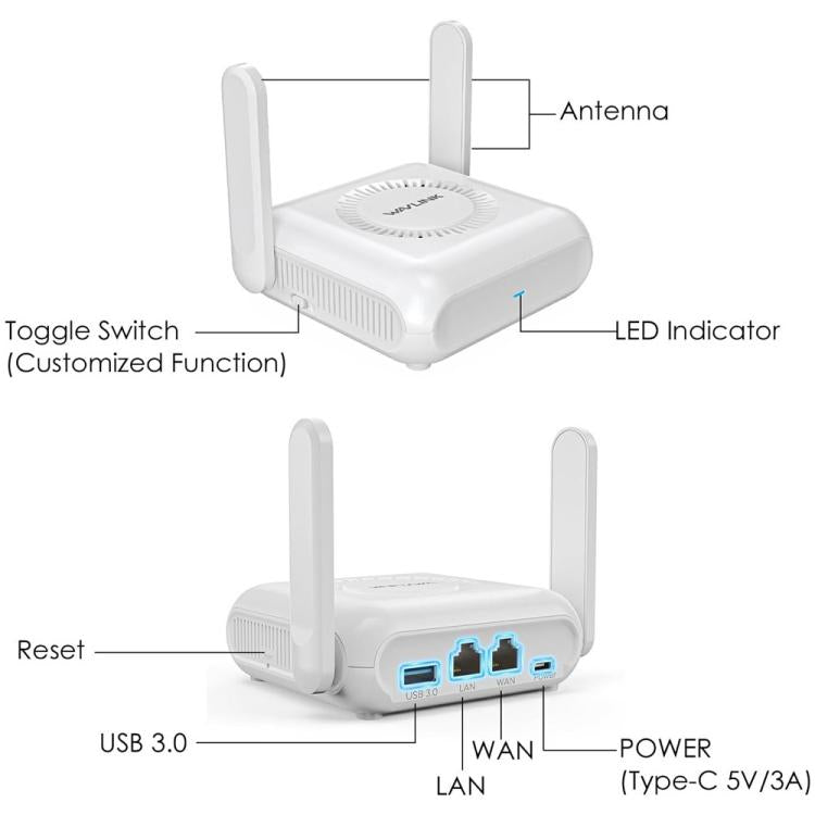 WAVLINK WNT100X3  AX3000 160MHz MU-MIMO OFDMA VPN Dual Band WiFi 6 Travel Router, US Plug, UK Plug, EU Plug, AU Plug