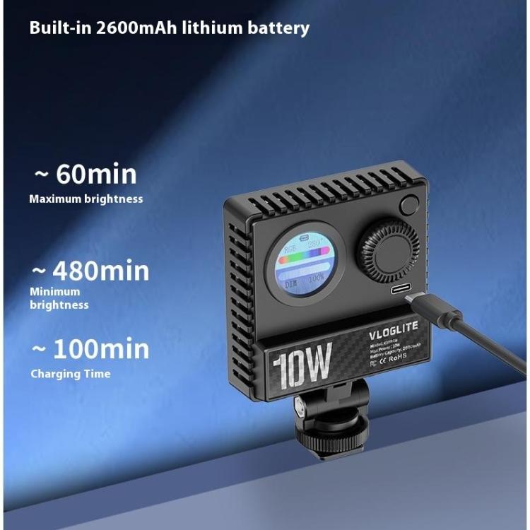 VLOGLITE K10RGB Ultra Thin Pocket Size RGB LED Camera Light Photography Videography Selfie Light, K10RGB