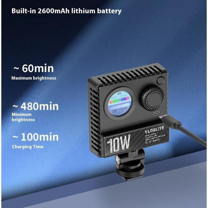 VLOGLITE K10RGB Ultra Thin Pocket Size RGB LED Camera Light Photography Videography Selfie Light, K10RGB