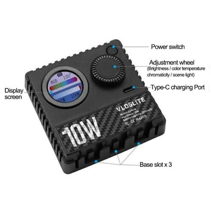 VLOGLITE K10RGB Ultra Thin Pocket Size RGB LED Camera Light Photography Videography Selfie Light, K10RGB