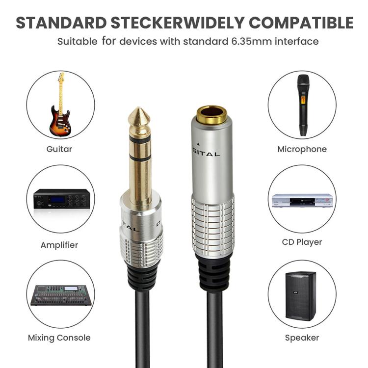 JUNSUNMAY 6.35mm 1/4 inch Male to Female Stereo Headphone Guitar Extension Cable Cord, 0.3m, 1.8m, 3m, 5m, 10m