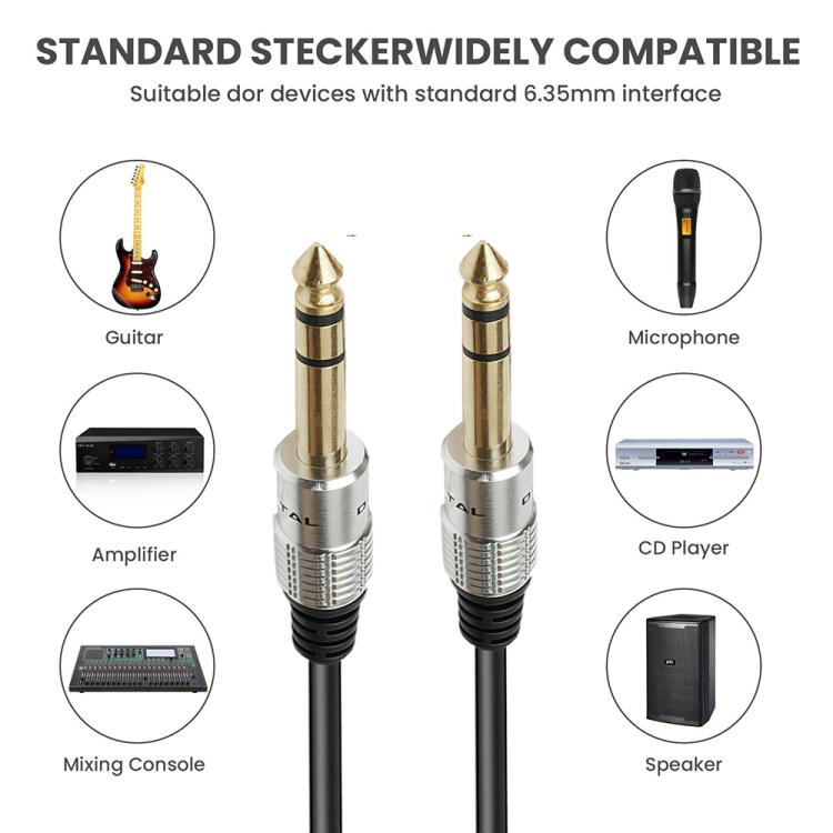 JUNSUNMAY 6.35mm 1/4 inch Male to Male Stereo Headphone Guitar Extension Cable Cord, 0.3m, 1.8m, 3m, 5m, 10m
