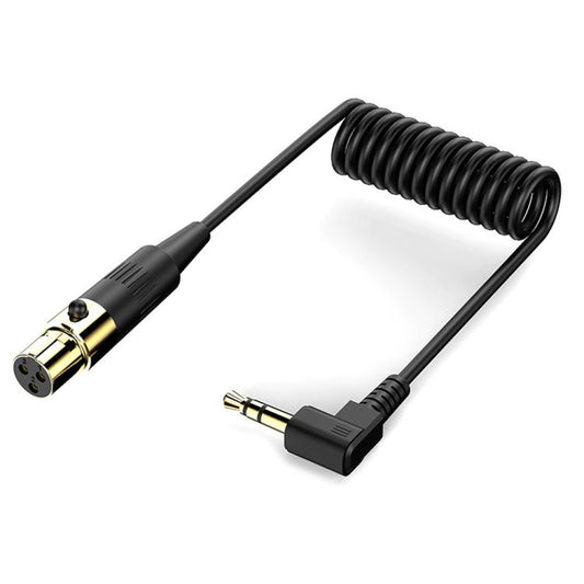 JUNSUNMAY 3.5mm Stereo Male to 3 Pin XLR Female Mixer Spring Extension Adapter Cable, Length: 0.5m, 3.5mm Stereo Male to 3 Pin XLR Female