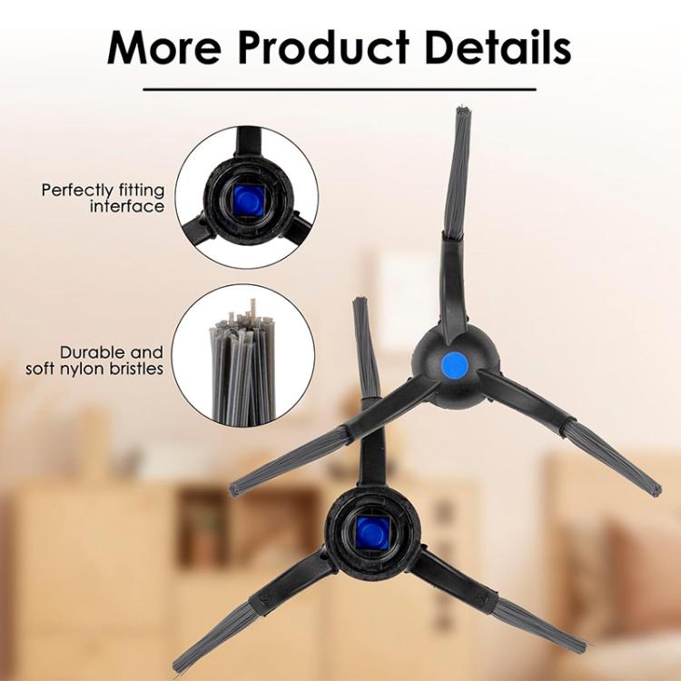 JUNSUNMAY 6pcs Sweeper Triangle Side Brush for Ecovacs Deebot T50 Pro / T50 Max / T50 Omni, Triangle Side Brush