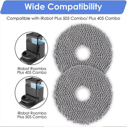 JUNSUNMAY 4pcs Washable Mop Pads Replacement for iRobot Roomba Plus 405 / 505 Combo, Mop Pads