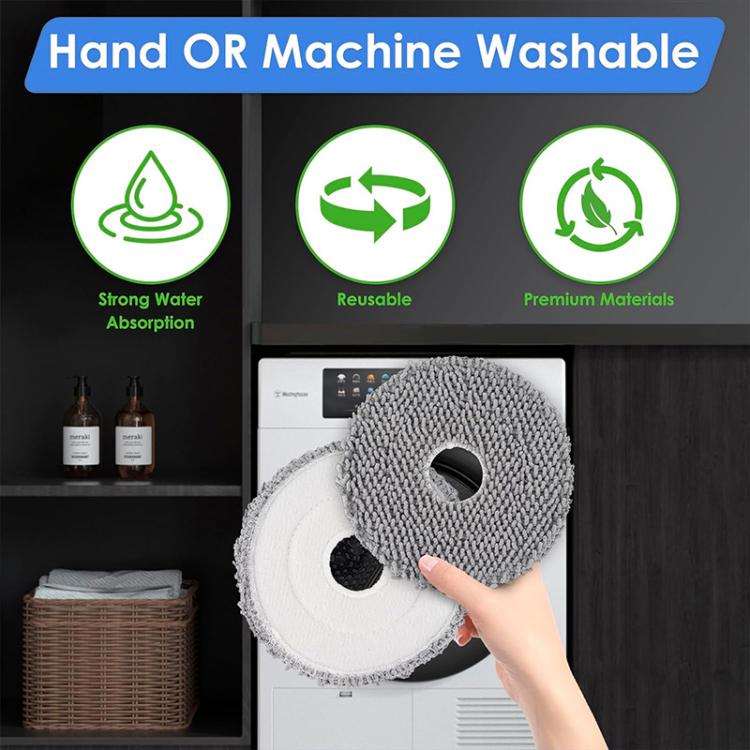 JUNSUNMAY 4pcs Washable Mop Pads Replacement for iRobot Roomba Plus 405 / 505 Combo, Mop Pads