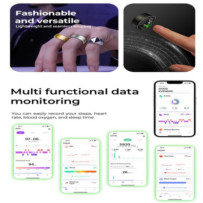 R100 SIZE 7 Smart Ring, Support Heart Rate / Blood Oxygen / Sleep Monitoring / Remote Photography