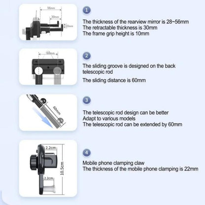 H256 360 Degree Rotation Cellphone Navigation Bracket Car Rearview Mirror Phone Holder, H256