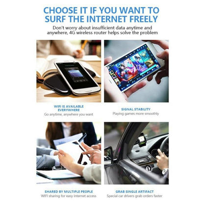 A50 Support 8 Devices Portable SIM Card 4G WiFi Router Rechargeable Time Display Router, A50