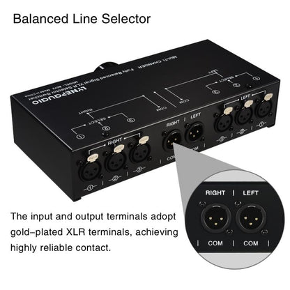 B072 3 Input 1 Output Fully Balanced Signal Selector 3-Channel Balanced Line Selector, No Need For External Power Supply Lossless Switching, B072