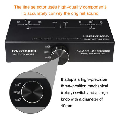 B073 1 Input 3 Output Fully Balanced Signal Selector 3-Channel Balanced Line Selector, No Need For External Power Supply Lossless Switching, B073