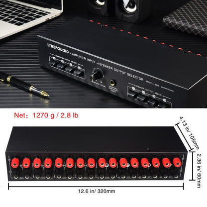 B075 4 Input 4 Ooutput Power Amplifier Speaker Selector Switcher,  300W Sound Quality Per Channel No Loss, B075