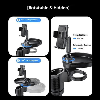 CP242 Universal 4 in 1 Car Phone Holder Cup Holder Tray Stand Car Cup Holder Expansion Tray, CP242