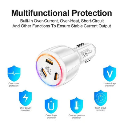 PD30W x 2 and QC 30W Multi Port Car Charger for Mobile phones / Tablets, TE-P46