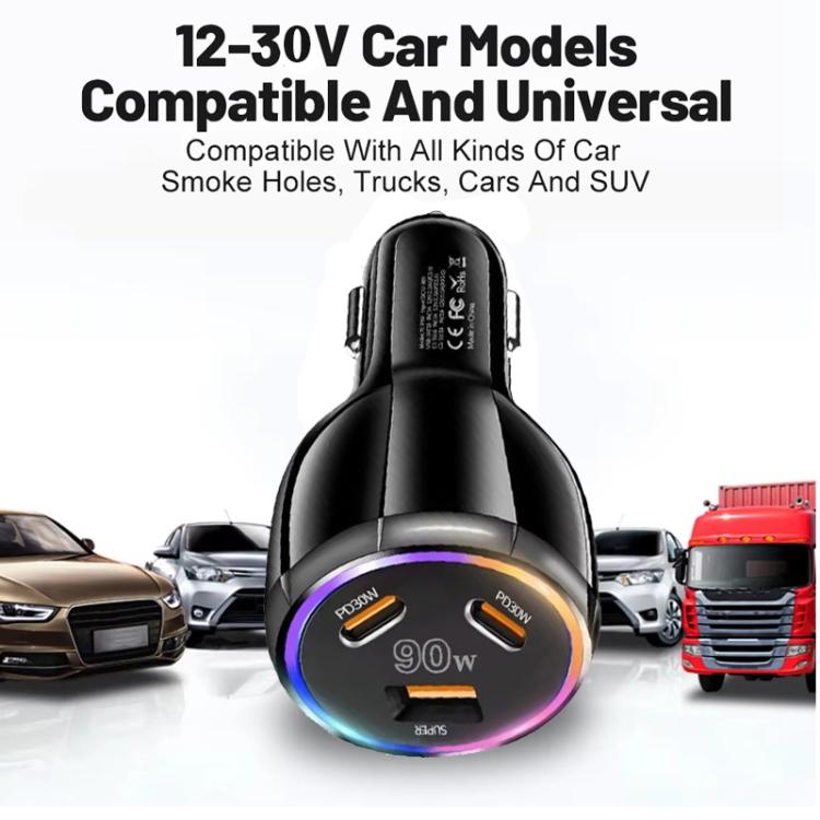 PD30W x 2 and QC 30W Multi Port Car Charger for Mobile phones / Tablets, TE-P46