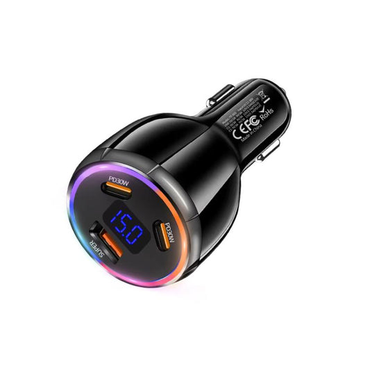 TE-S02 Display Screen PD30W x 2 and QC 30W Car Charger for Mobile Phones / Tablets, TE-S02