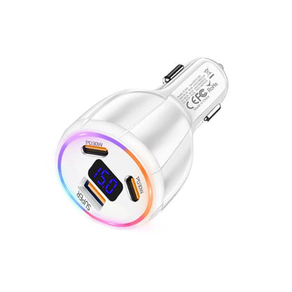 TE-S02 Display Screen PD30W x 2 and QC 30W Car Charger for Mobile Phones / Tablets, TE-S02