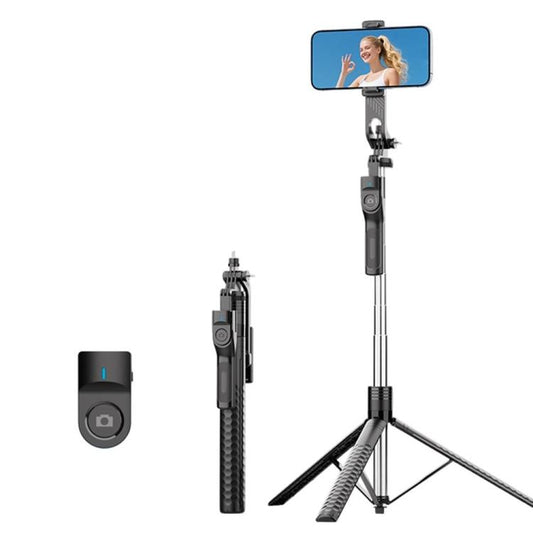 K50 1.9m Extendable Live Streaming Floor Stand Single Phone Clip Bluetooth Selfie Stick Tripod, K50 Single Phone Clip, Single Phone Clip