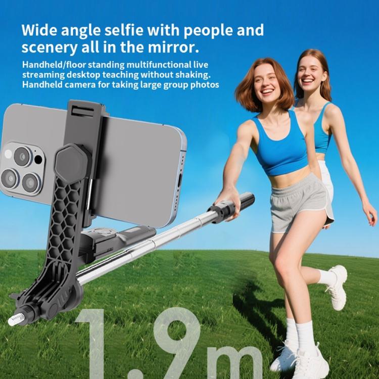 K50 1.9m Extendable Live Streaming Tripod Dual Phone Clip Bluetooth Selfie Stick, K50 Dual Phone Clip, Dual Phone Clip