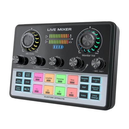 V9 Dual DSP Chip Noise Reduction Live Streaming Sound Card Audio Mixer, V9