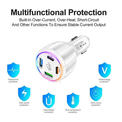 75W USB-C x 2 and USB x 2 Multi Port Car Charger, TE-P47