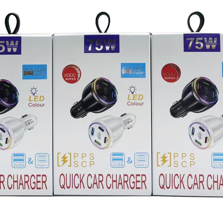 75W USB-C x 2 and USB x 2 Multi Port Car Charger, TE-P47
