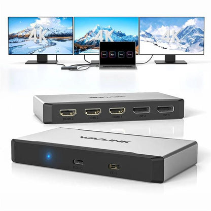 WAVLINK UG7701 Support 4K 60Hz 100W PD Hub Adapter USB-C to HD / Display Port Docking Station, UG7701