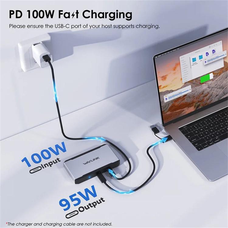 WAVLINK UG7701 Support 4K 60Hz 100W PD Hub Adapter USB-C to HD / Display Port Docking Station, UG7701