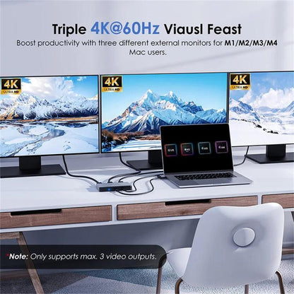 WAVLINK UG7701 Support 4K 60Hz 100W PD Hub Adapter USB-C to HD / Display Port Docking Station, UG7701