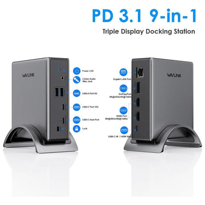 WAVLINK UMD27PRO 8K 30Hz / 4K 144Hz 140W PD HUB Adapter, US Plug, EU Plug, UK Plug, AU Plug