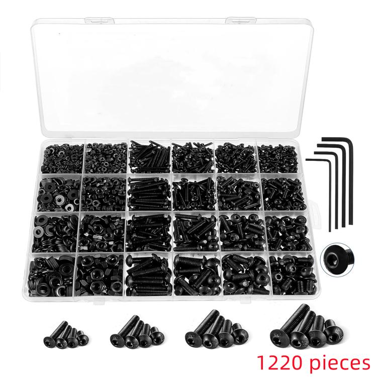 Hexagon Flat Head Bolts Nuts + Washers Alloy Steel Class 10.9, With Hexagon Wrench (M2-M5)