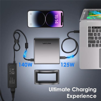 WAVLINK UMD27PRO Support 8K 30Hz 4K 144Hz 140W HUB Docking Station, US Plug, EU Plug, UK Plug, AU Plug