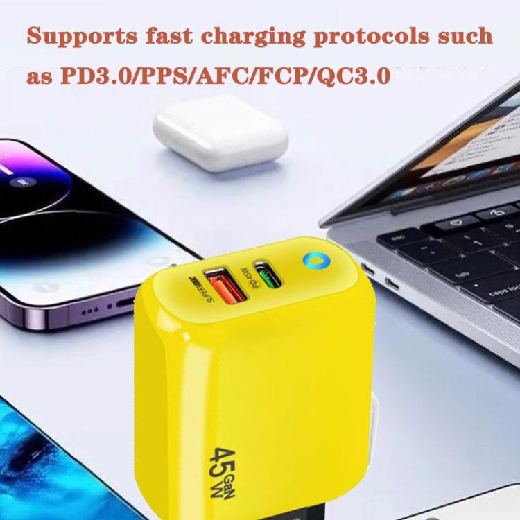 TE-PD45 GaN 45W PD3.0 / Type-C + USB 3.0 Charger with Type-C to Type-C Data Cable, UK  Plug