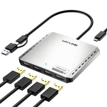WAVLINK UG7501D 85W Upstream Charging 4 DP Converter 4K / 8K Display Adapter, UG7501D