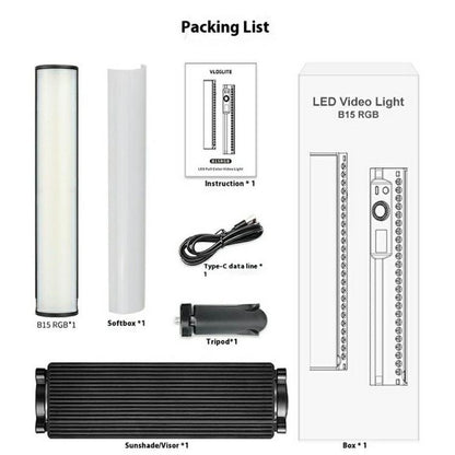 VLOGLITE B15RGB For Photography Live Streaming RGB Ambient Lamp Handheld LED Light Stick, B15RGB