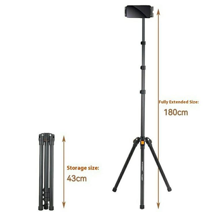YUNTENG VCT-5229 For Smartphone / Tablet Folding Floor Stand Adjustable Height Tripod, VCT-5229